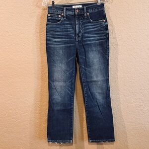 Madewell Dark Wash Slim Demi Boot High Waist Jeans 25 P Button Fly